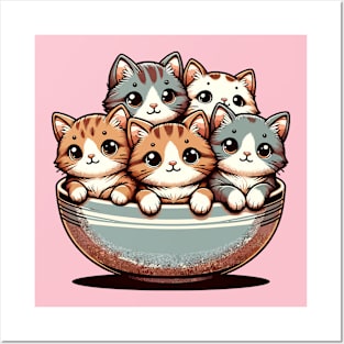 Cute cats in a bowl Posters and Art